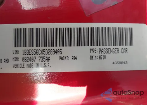 2005 Dodge Neon Sxt z USA, uszkodzony, nr VIN 1B3ES56CX5D289405